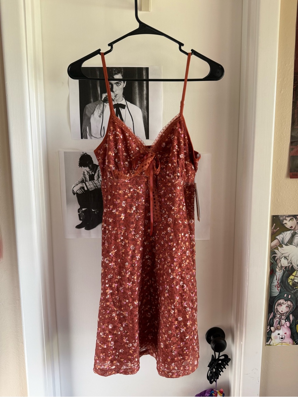 No Boundaries Rust Floral Lace-Trimmed Slip